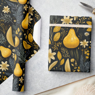 Papier Cadeau Elégante Fest d'Automne, En Golds et Moody Grey,