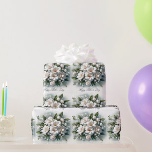 Papier Cadeau Élégante Fête des Mères Papier à enveloppement flo
