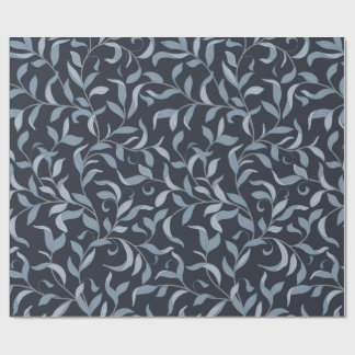 Papier Cadeau Elégante feuille bleue William Morris inspiré