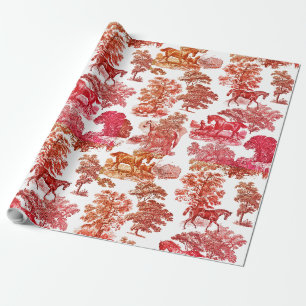 Papier Cadeau Elégante fille Rouge Orange Horse Toile