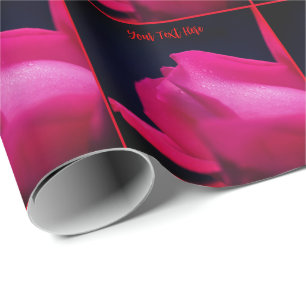Papier Cadeau Élégante Fleur de rose rouge personnalisée