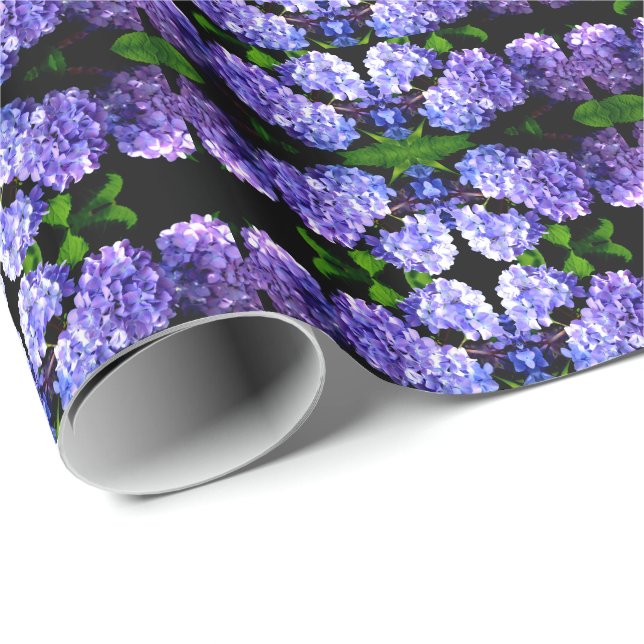 Papier Cadeau Elégante florales violettes profondes perwinkle hy (Coin rond)