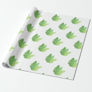 Papier Cadeau Élégante fougères vertes feuilles de bois