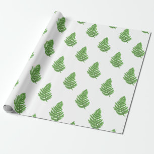 Papier Cadeau Élégante fougères vertes feuilles de bois