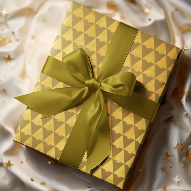 Papier Cadeau Elégante Géométrique Golden Christmas Tree Holiday (Créateur téléchargé)