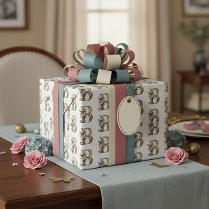 Papier Cadeau Élégante lettre florale bohème B