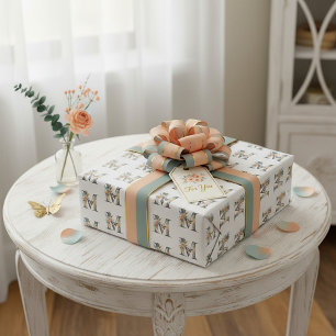 Papier Cadeau Élégante lettre florale bohème M