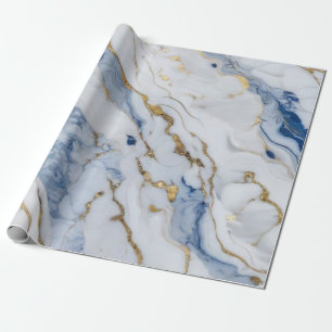 Papier Cadeau Elégante motif en granit bleu blanc