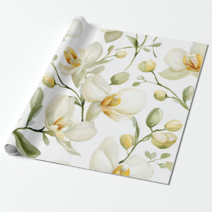 Papier Cadeau Élégante Orchidée Blanche Florale Botanique 