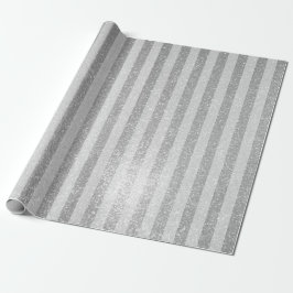 Papier Cadeau Elégante parties scintillant argent rayures chic p