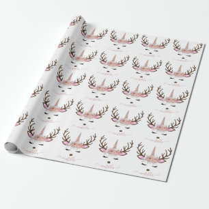 Papier Cadeau Élégante parties scintillant d'or rose de Noël