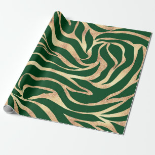 Papier Cadeau Elégante Parties scintillant d'or Zebra Green Pos