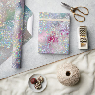 Papier Cadeau Élégante Parties scintillant holographique Pastel 