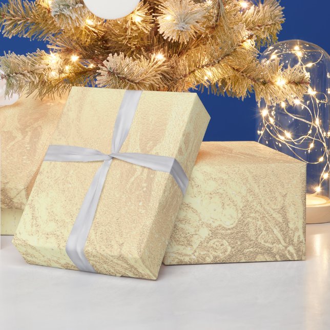 Papier Cadeau Elégante parties scintillant moderne en marbre dor (Vacances)
