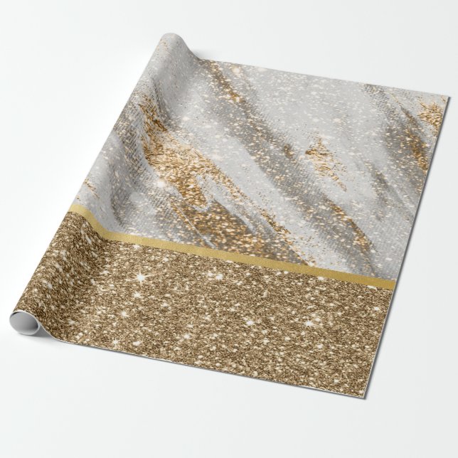 Papier Cadeau Elégante Parties scintillant Or élégant brillant (Déroulé)
