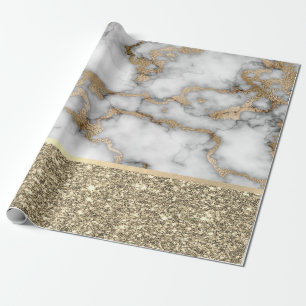 Papier Cadeau Elégante Parties scintillant or élégant Marbre bla