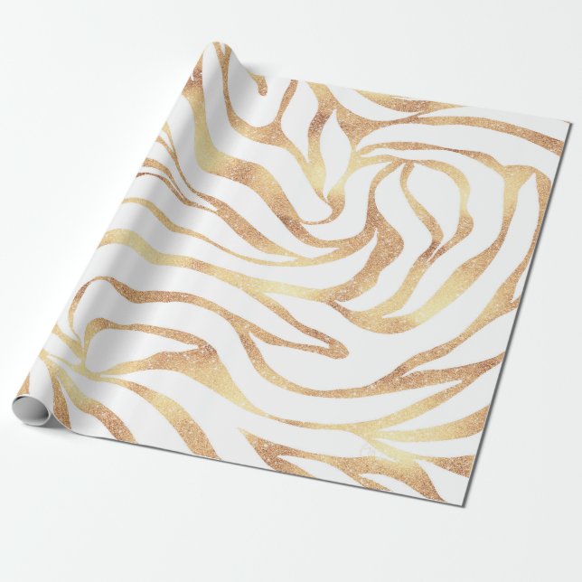 Papier Cadeau Elégante Parties scintillant or Zebra Poster de an (Déroulé)