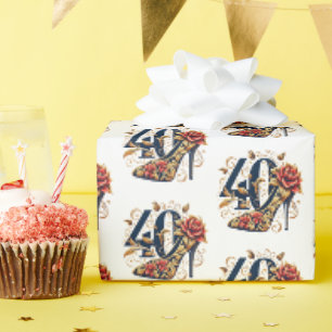 Papier Cadeau Elégante Parties scintillant rouge & or talon haut