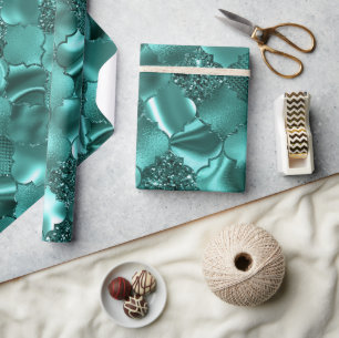 Papier Cadeau Élégante Parties scintillant Turquoise Shimmer et 