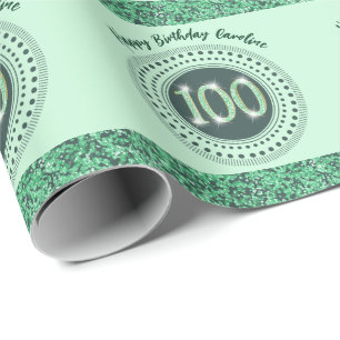 Papier Cadeau Elégante Parties scintillant verte 100e anniversai