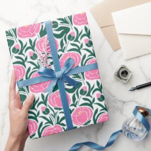 Papier Cadeau Elégante Pierre rose Fleurs