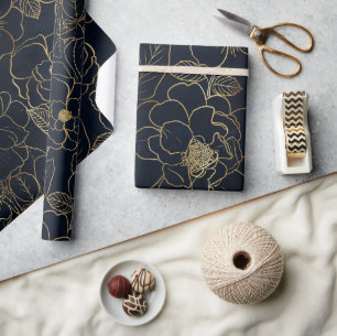 Papier Cadeau Elégante Rose d'or bleu