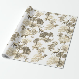 Papier Cadeau Elégante toile de campagne Beige renard de Cerf Vi