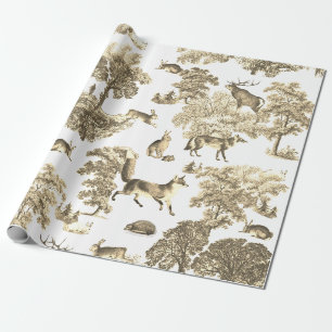 Papier Cadeau Elégante toile de lapin de renard beige de bois Vi