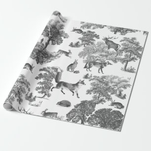 Papier Cadeau Elégante Toile de lapin de renard gris Vintage en 