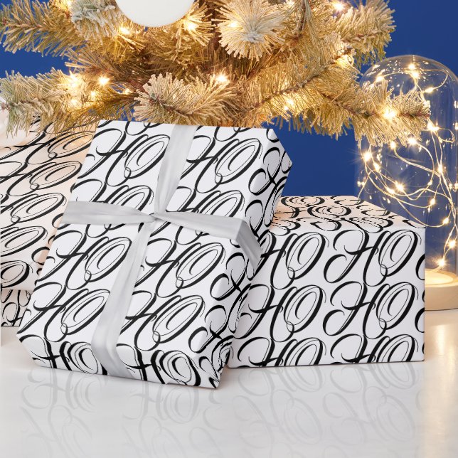 Papier Cadeau Élégante typographie noir blanc HOHO (Vacances)