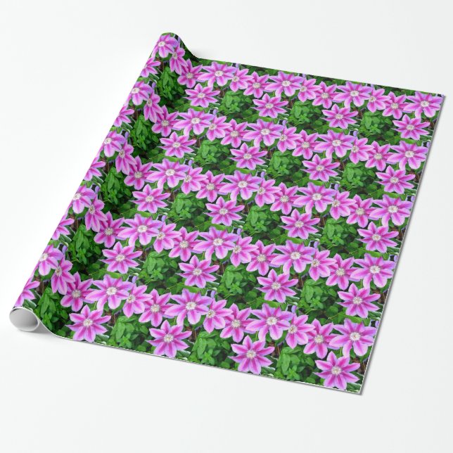 Papier Cadeau Élégante végétation boho rose (Déroulé)