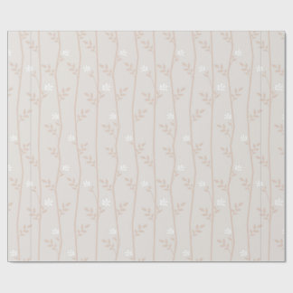 Papier Cadeau Elégante vigne botanique beige et blanche