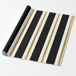 Papier Cadeau Élégantes bandes noires et or