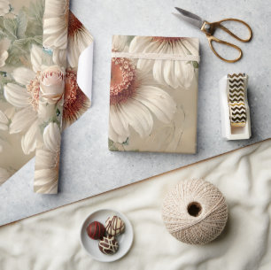 Papier Cadeau Élégantes marguerites florales blanches