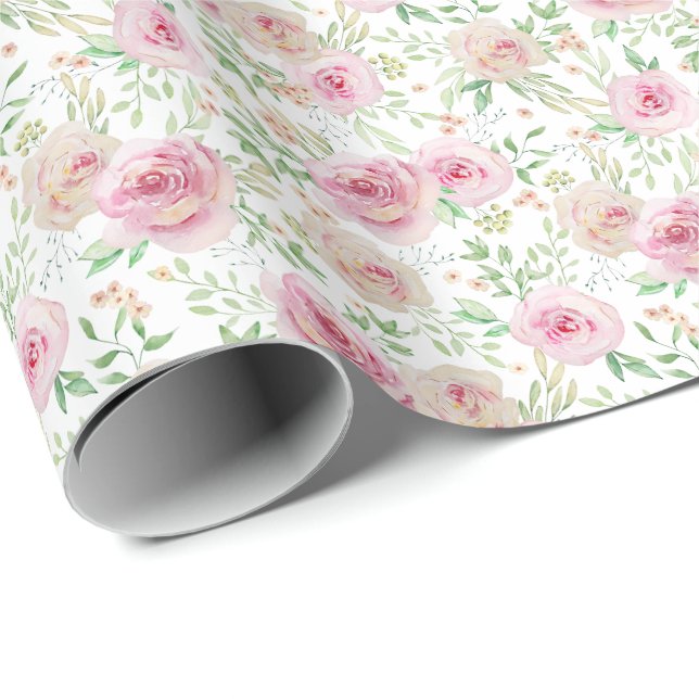 Papier Cadeau Élégantes Roses Roses Roses Roses Roses Roses Rose (Coin rond)