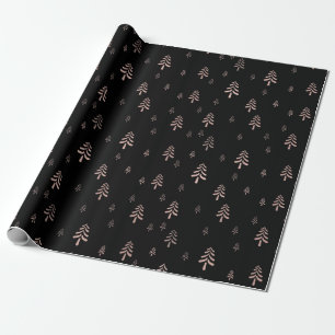 Papier Cadeau Élégants arbres de noël noirs et roses