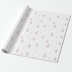 Papier Cadeau Élégants arbres de Noël rose vif