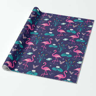 Papier Cadeau Elégants Flamants roses et Lilypads Motif sur la m