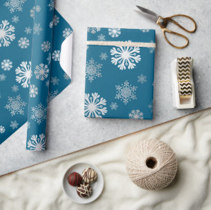 Papier Cadeau Élégants flocons d'argent de l'océan Papier d'enve