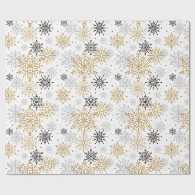 Papier Cadeau Élégants flocons de neige (Plat)
