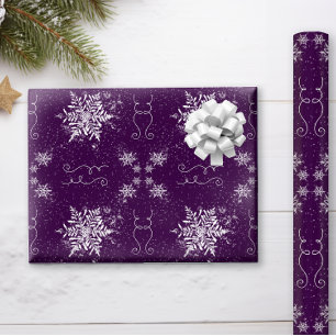 Papier Cadeau Élégants flocons de neige sur Améthyste Violet