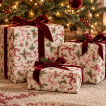 Élégants nœuds rouges et roses de Noël holly vinta