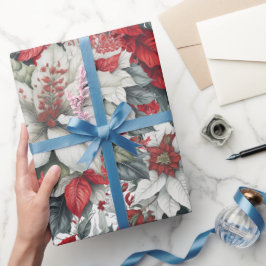 Papier Cadeau Elegants poinsettias de Noël