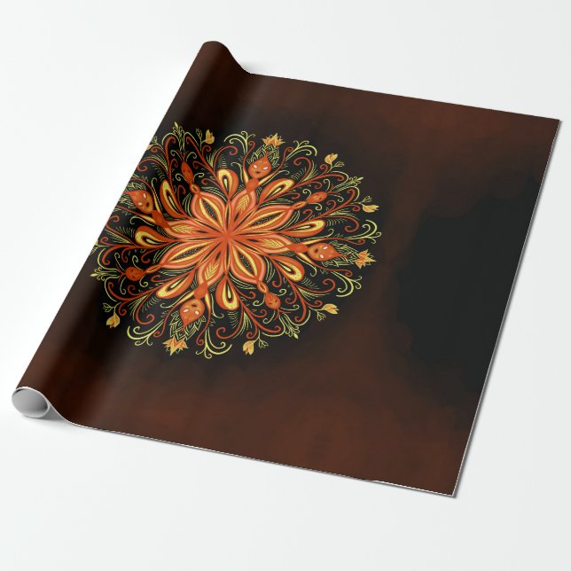 Papier Cadeau Élément de feu Mandala - Créateur de flamme kaléid (Déroulé)
