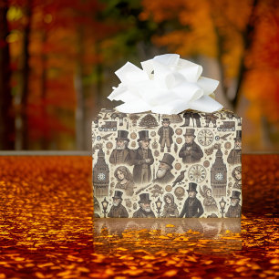 Papier Cadeau Eléments de Carol de Noël classique Brown