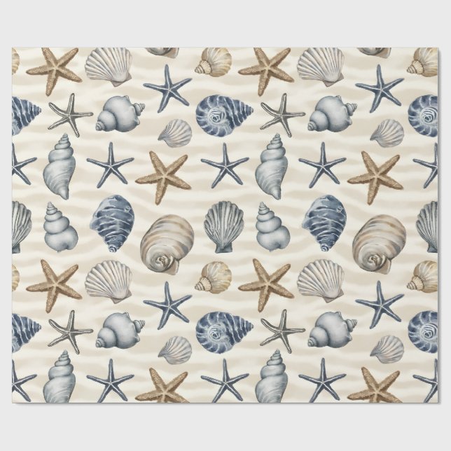 Papier Cadeau Éléments de conception d'étoiles de mer côtières 3 (Plat)
