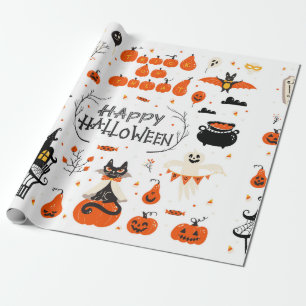 Papier Cadeau Eléments de design Halloween. Cliparts d'Halloween
