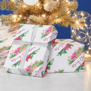 Papier Cadeau Éléments de Noël Joyeux papier d'enveloppement de 