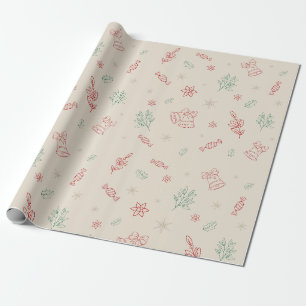 Papier Cadeau Éléments de Noël minimaux mignons