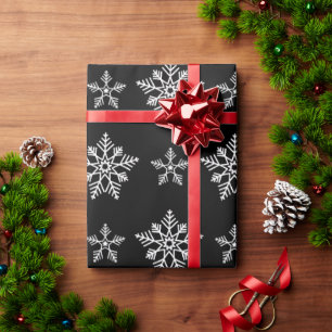 Papier Cadeau Eléments de Noël noir et blanc élégants